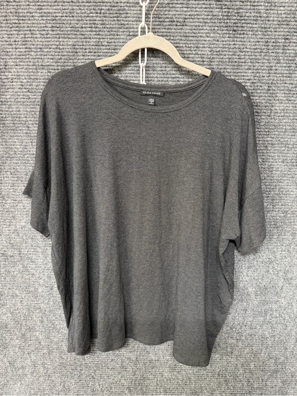 Eileen Fisher Gray Relaxed Crewneck Top large soft basics